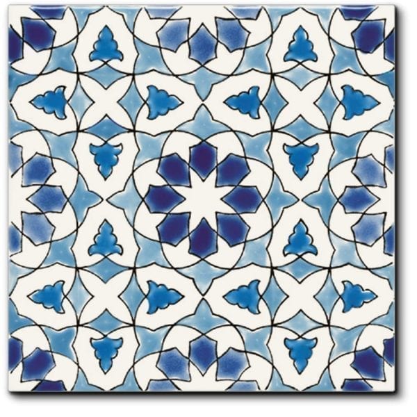 Carrelage andalou peint main Doremail - motif AZZAHRA HIVER