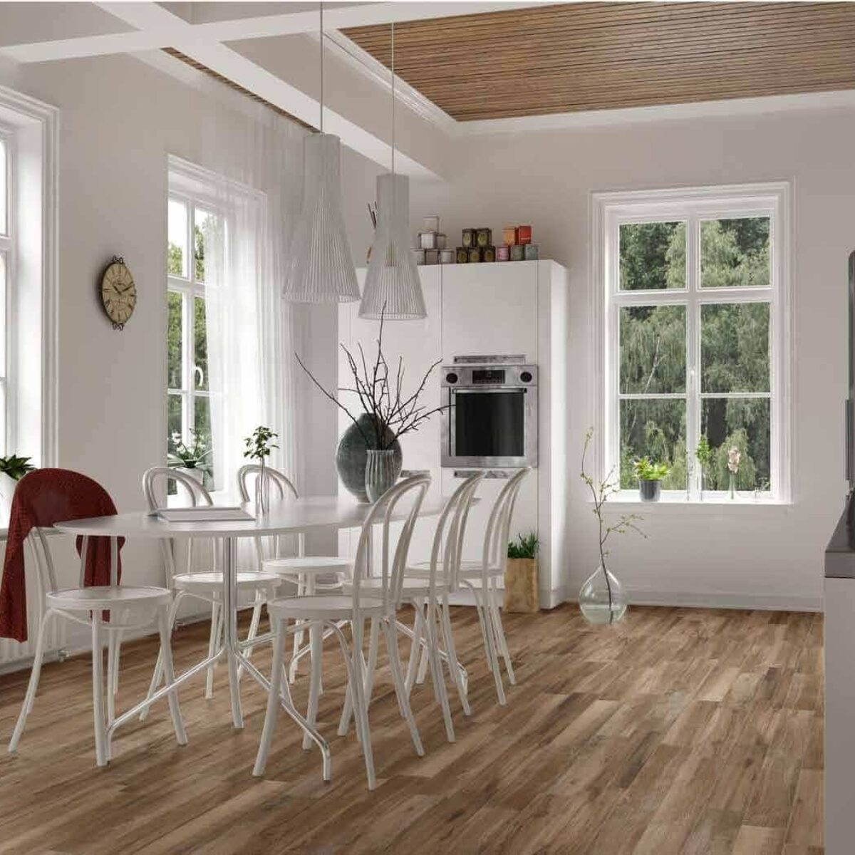 Sol cuisine en carrelage imitation parquet bois Paul NORWAY couleur NUT - Carrelage italien haut de gamme