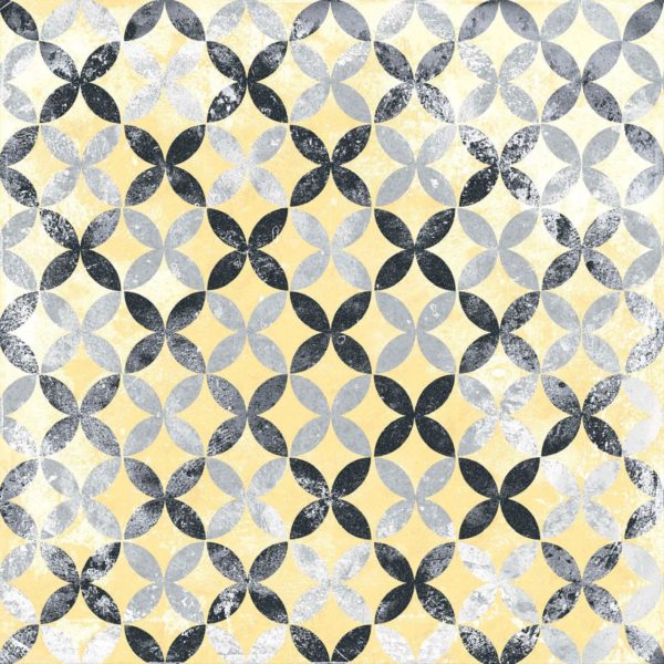 Carrelage sol imitation carreaux de ciment - patchwork Codicer PERSEO Mix - Gris Noir Jaune