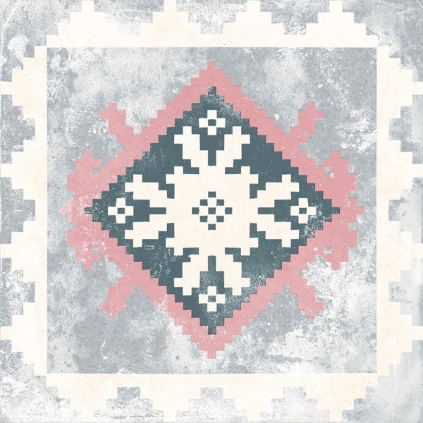 Carrelage sol imitation carreaux de ciment - patchwork Codicer PERSEO Mix - Gris Noir Blanc Rose