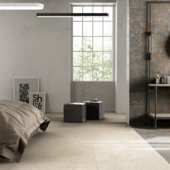 Century GLAM carrelage imitation pierre - coloris BEIGE au sol + CANVAS mural - 80x80cm