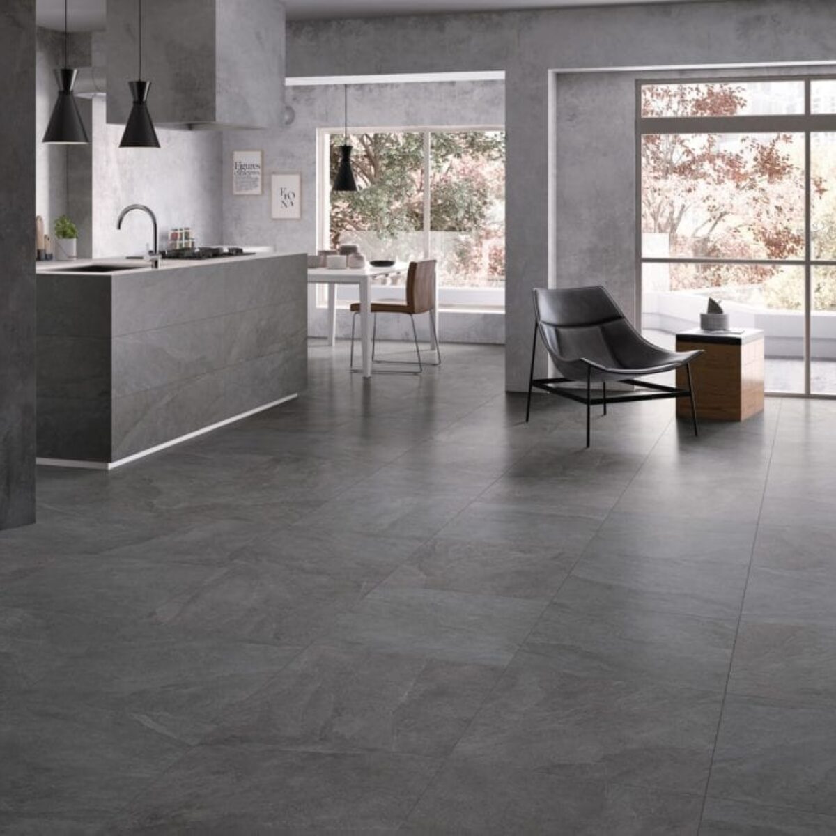 Carrelage imitation pierre Century ECOSTONE - cuisine et salon DARK Stone