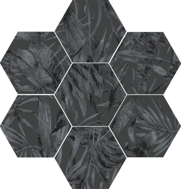 Carrelage hexagonal sol et mur noir Diffusion Céramique AMAZONE - Décor CHARBON