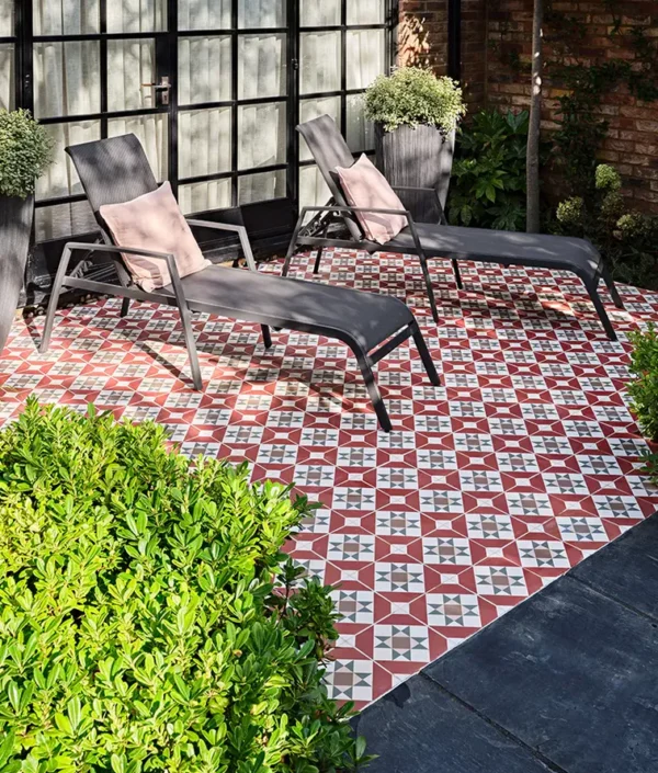 Carrelage terrasse extérieur imitation carreaux de ciment Nanda KOMPAS - motif VETRO