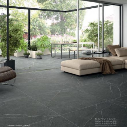 Carrelage marbre Keratile PORTOBELLO - sol couleur ANTHRACITE 100x100R