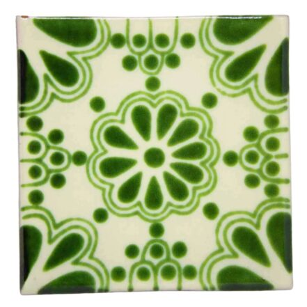 Carrelage mexicain Colibri Azulejos - LACE VERT / BLANC