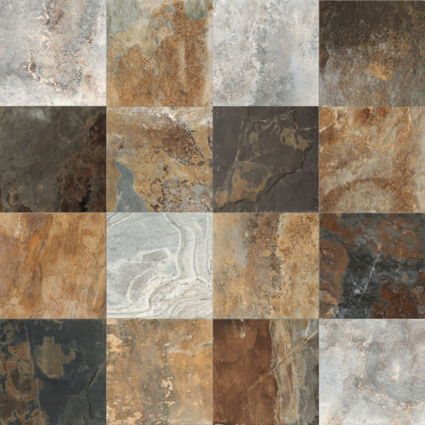 Carrelage patchwork pierre de Bali GEOLOGY de Century Ceramica - exemple nuance MARS