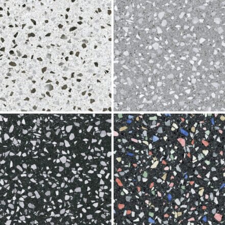 Carrelage terrazzo hexagonal ou carré Codicer VENICE - 4 couleurs