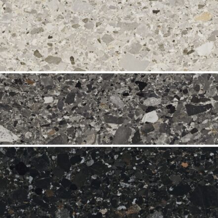 Carrelage terrazzo Monocibec CHIAROSCURO - couleurs blanc, gris, noir