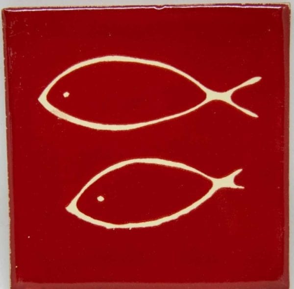 Carrelage mexicain Colibri Azulejos - FISH BLANC / ROUGE