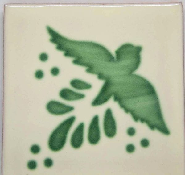 Carrelage mexicain Colibri Azulejos - FLIGHT VERT / BLANC