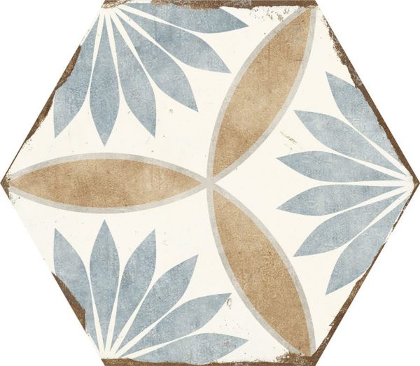 Carreau de ciment hexagonal - carrelage Nanda BOHEMIA MIRANDA - blanc bleu beige