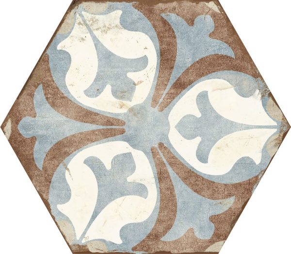 Carreau de ciment hexagonal - carrelage Nanda BOHEMIA VIANA - blanc bleu marron