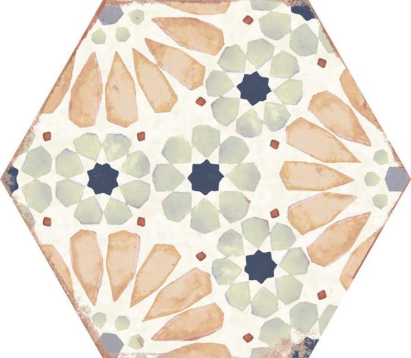 Carreau de ciment hexagonal - carrelage Nanda BOHEMIA HANNA - blanc gris beige noir