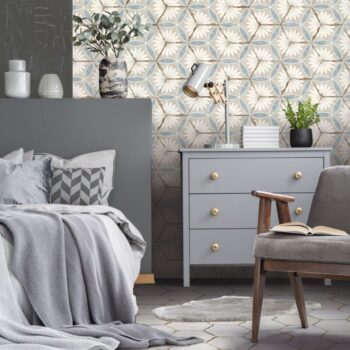 Carreau de ciment hexagonal - carrelage sol blanc Nanda BOHEMIA LINO WHITE et mur motif MARGARITA