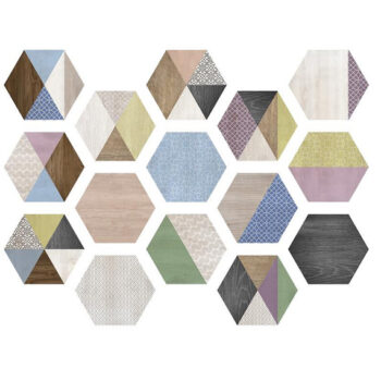 Carrelage hexagonal effet bois peint et motifs ITT ART DECO