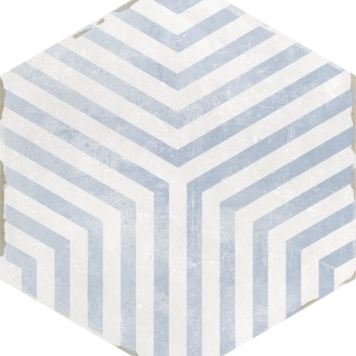 Carrelage imitation Carreau de ciment hexagonal blanc / bleu Nanda Capri - motif LAZARETTO