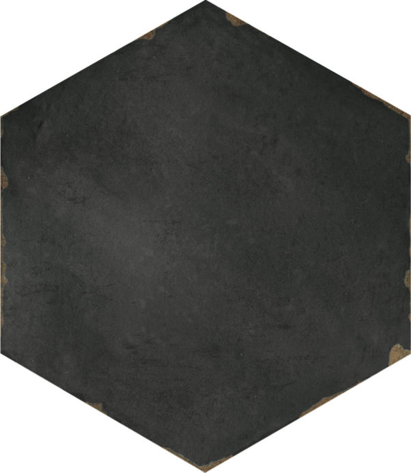 Carrelage imitation Carreau de ciment hexagonal noir Nanda Capri - SORRENTINE NERO