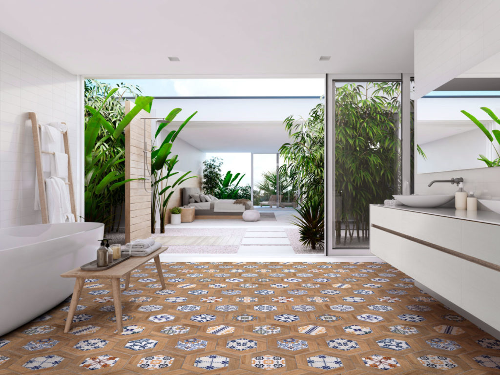 Carrelage hexagonal andalou effet bois ITT Gador pour sol et mur - 15 motifs différents