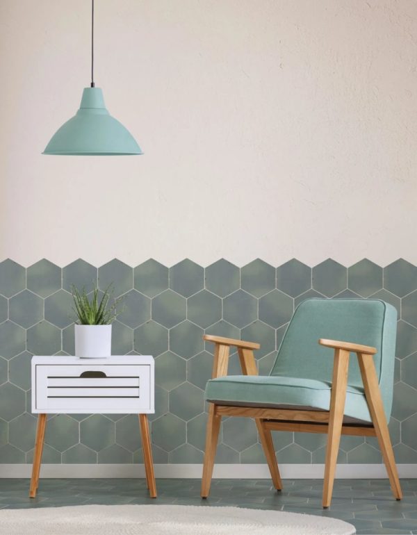 Carreau de ciment hexagonal bleu Nanda Capri - sol et mur BETTINA BLUE