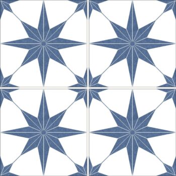 Carrelage rétro motif étoile imitation carreaux de ciment - STELLA BLEU