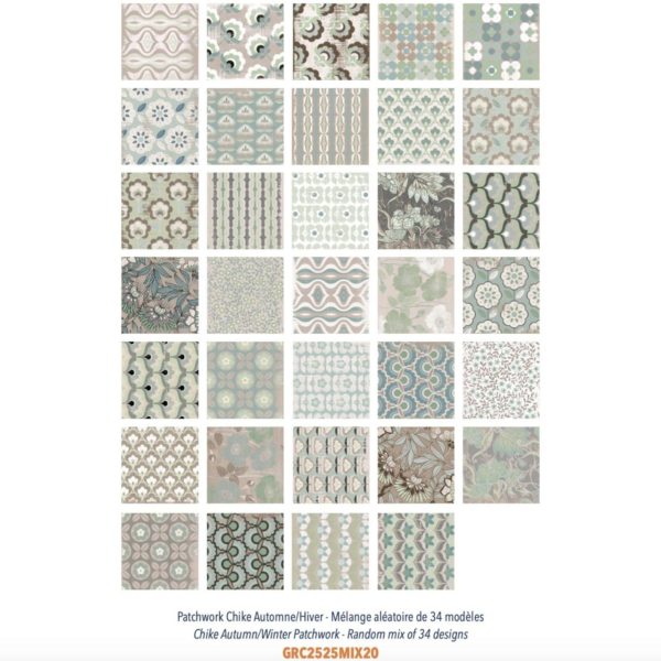 Carrelage patchwork fleurs type pepier peint - Diffusion Céramique Chike - couleur : automne hiver