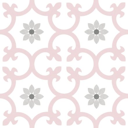 Carrelage imitation carreaux de ciment fleurs de lys DALIA - ROSE