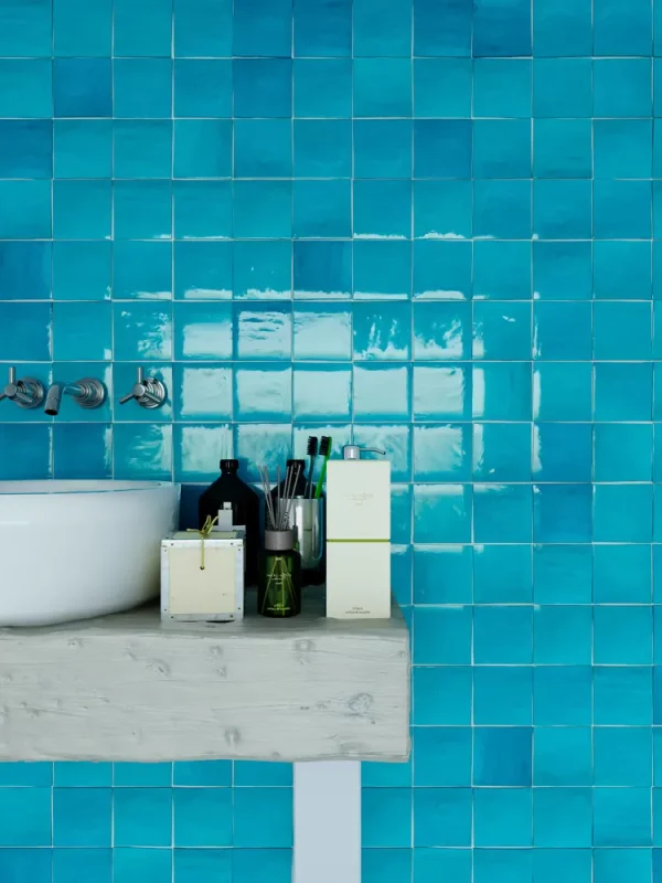 Zellige marocain bleu ciel - carrelage salle de bain Zelij Cevica AZUL CIELO