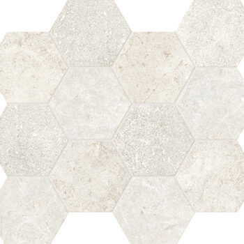 Collection PIERRE NEUVE Unicom Starker - décor carrelage hexagonal travertin BLANC