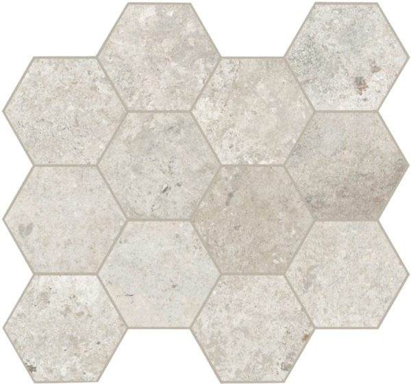 Carrelage imitation pierre Unicom Starker DEBRIS - décor hexagonal FLINT