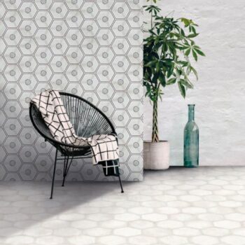 Carrelage effet carreau de ciment hexagonal Nanda HABITANIA - mur KRISTY sol MILY WHITE