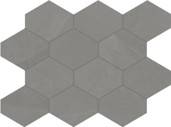 Trame de carrelage hexagonal ardoise grise Unicom Starker BRAZILIAN SLATE - SILK GREY