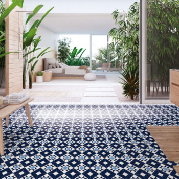 Carrelage bleu imitation carreaux de ciment Nanda KOMPAS - motif MEDI