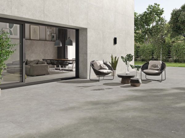 Carrelage grand format imitation pierre STN GLAMSTONE - terrasse extérieur couleur GREY