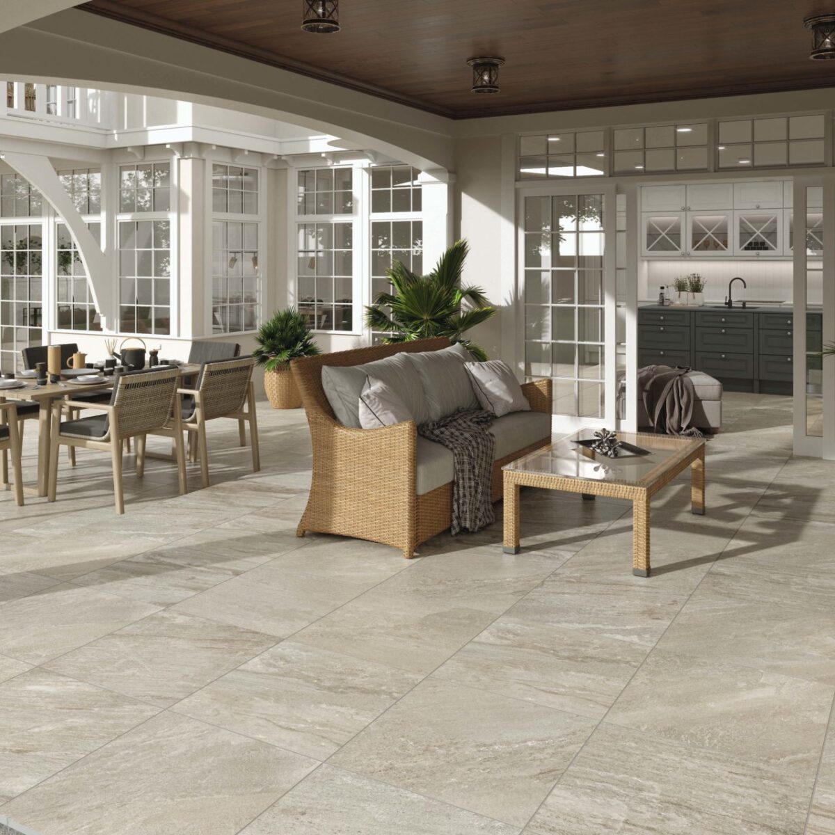 Carrelage dalles 2cm travertin Stn ICARIA - BEIGE 60x60cm