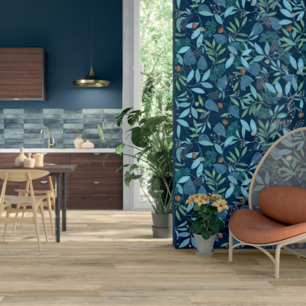 Carrelage grand format 60x120cm imitation papier peint Dado WALLPAPERS - motif BLUE FOREST