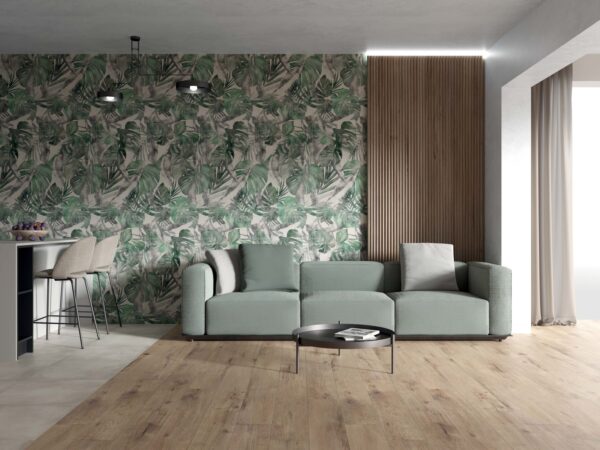 Carrelage grand format 60x120cm imitation papier peint Dado WALLPAPERS - motif PALMA