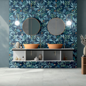 Carrelage grand format 60x120cm imitation papier peint Dado WALLPAPERS - motif BLUE FOREST