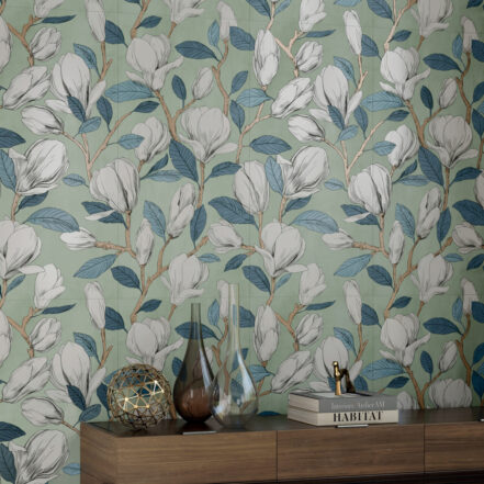 Carrelage grand format 60x120cm imitation papier peint Dado WALLPAPERS - motif MAGNOLIA