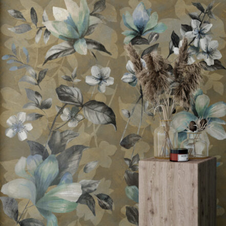 Carrelage grand format 60x120cm imitation papier peint Dado WALLPAPERS - motif FIORE ORO