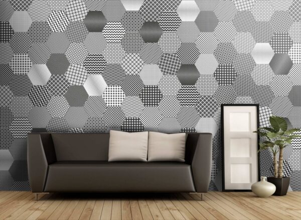 Carrelage hexagonal patchwork noir et blanc Codicer MOMA