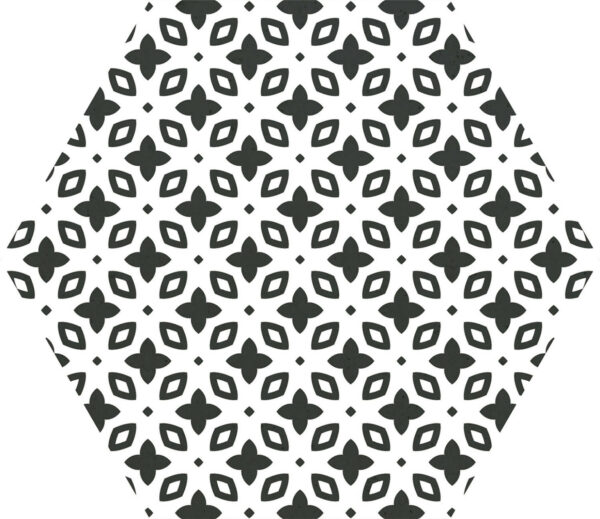 Carrelage hexagonal patchwork noir et blanc Codicer MOMA