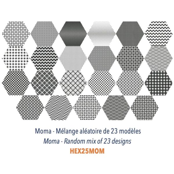 Carrelage hexagonal patchwork noir et blanc Codicer MOMA