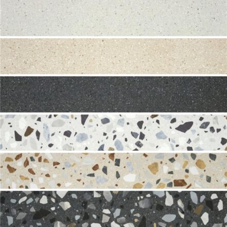 Carrelage terrazzo grain fin ou XL - Stn CRISP - Blanc, beige, noir