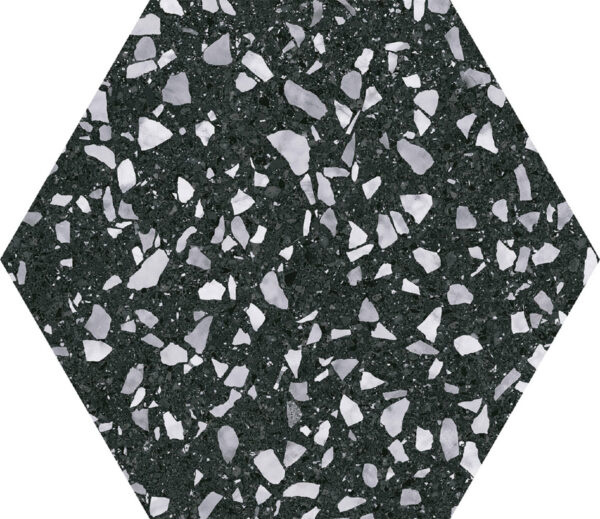 Carrelage terrazzo hexagonal noir Codicer VENICE - BLACK