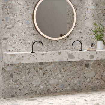 Carrelage terrazzo Keratile MYSTONE - mur couleur CIMENT