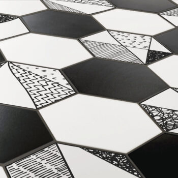 Carrelage noir et blanc hexagonal Itt COMIC pour sol et mur