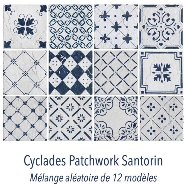 Carrelage patchwork blanc bleu Diffusion Céramique CYCLADES