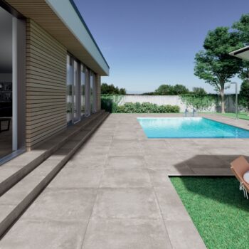 Carrelage extérieur antidérapant, terrasse et piscine effet béton gris Gardenia NATIVE - 80x80cm SILVER