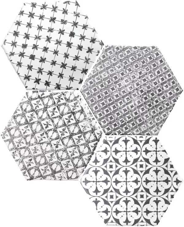 Carrelage hexagonal patchwork Cevica MARRAKECH - couleur MOSAIC NEGRO